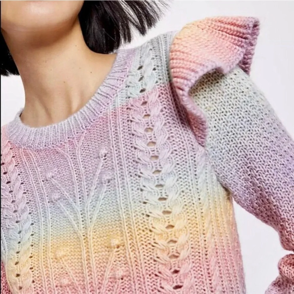 LOFT Rainbow Soft Sweater Ruffle - Picture 2 of 7